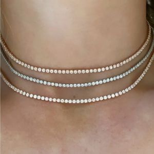 Sterling silver tennis style choker.